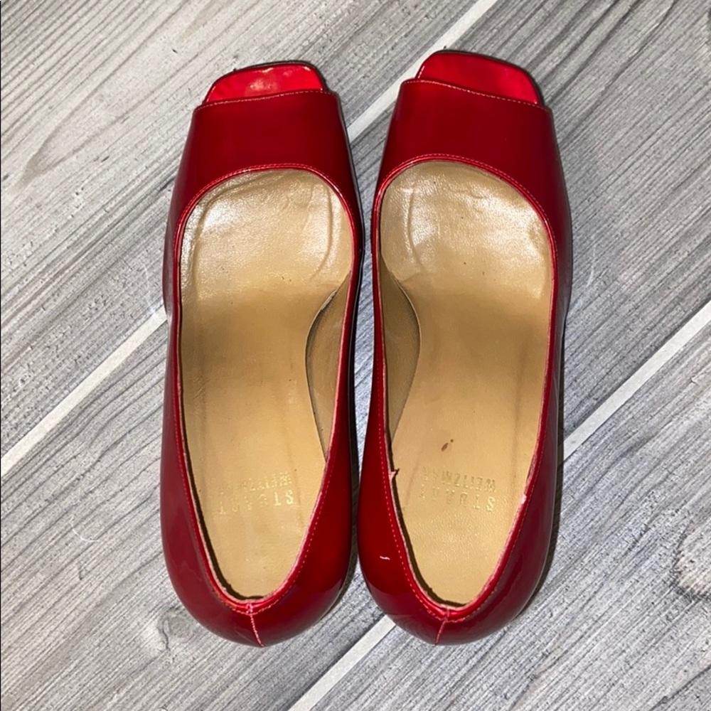 Stuart Weitzman Candy Apple Red Leather Pumps 6.5 - Picture 4 of 4